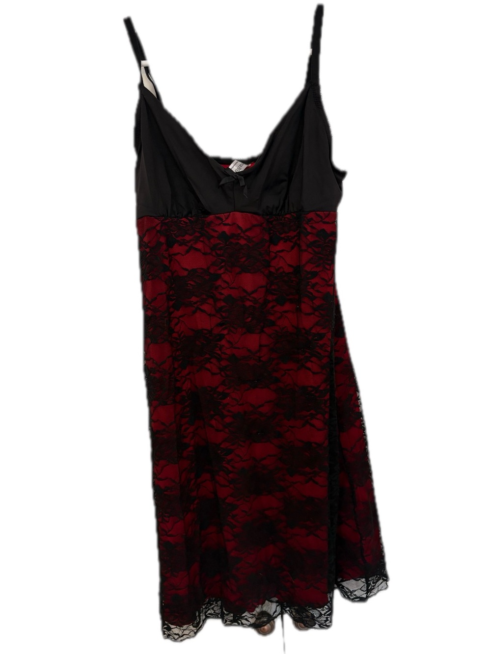 Women's Black & Red Lace Slip Dress